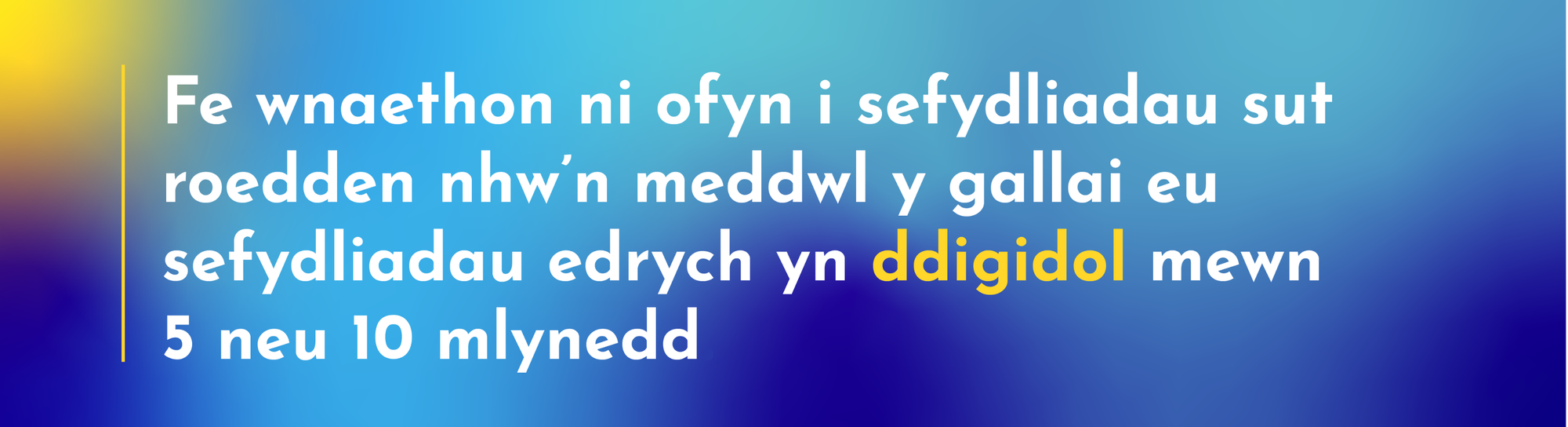 Fe wnaethon ni ofyn i sefydliadau sut roedden nhw’n meddwl y gallai eu sefydliadau edrych yn ddigidol mewn 5 neu 10 mlynedd